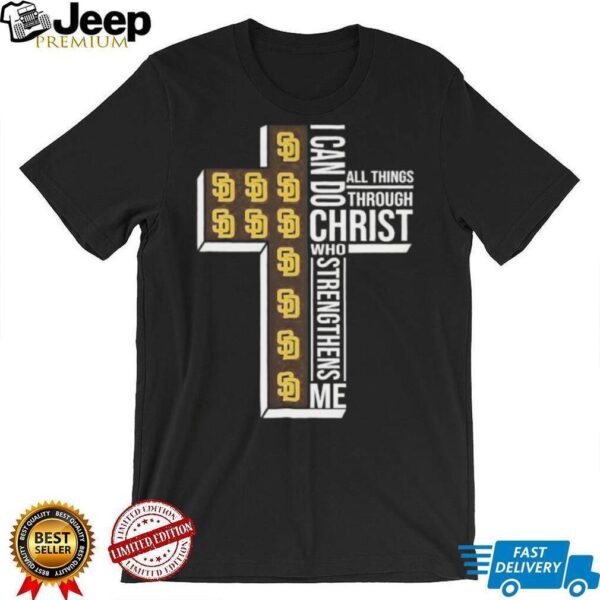 I can do all things through Christ who strengthens me San Diego Padres baseball cross shirt