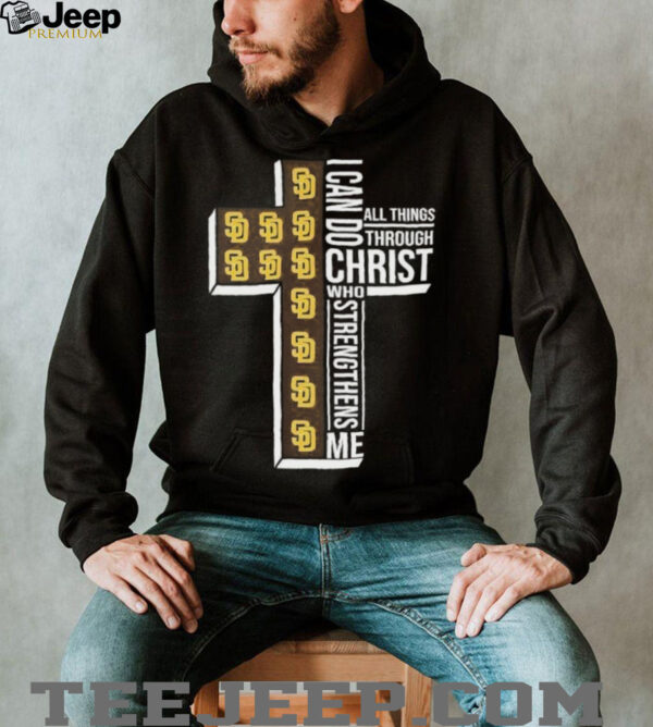 I can do all things through Christ who strengthens me San Diego Padres baseball cross shirt