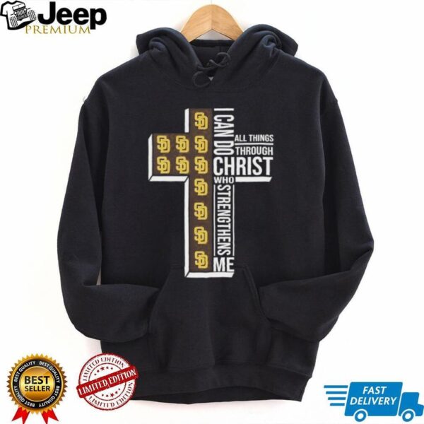 I can do all things through Christ who strengthens me San Diego Padres baseball cross shirt