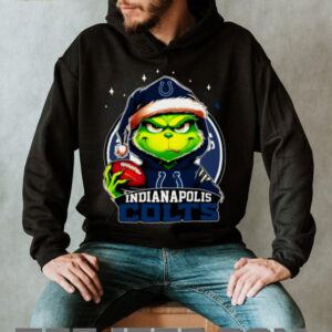 Indianapolis X Grinch Santa Hat Hold Bowl Merry Christmas Shirt