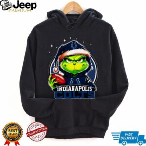Indianapolis X Grinch Santa Hat Hold Bowl Merry Christmas Shirt