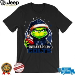 Indianapolis X Grinch Santa Hat Hold Bowl Merry Christmas Shirt