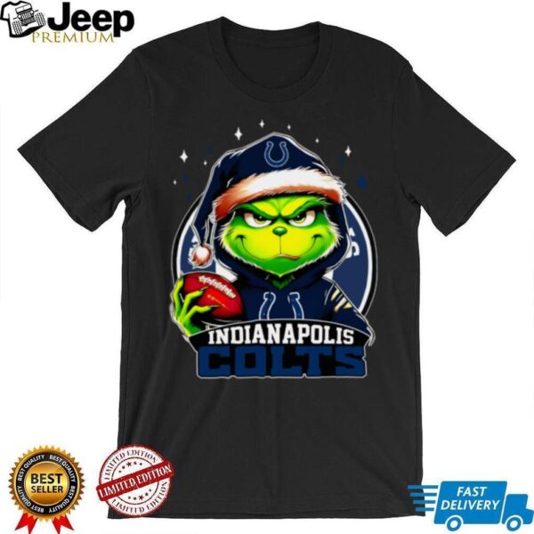 Indianapolis X Grinch Santa Hat Hold Bowl Merry Christmas Shirt