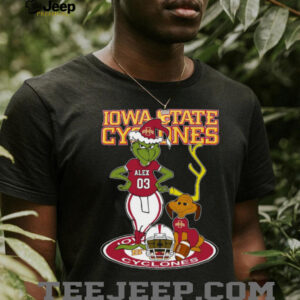 Iowa State Cyclones Grinch with Dog Tee – Custom Name NCAA Football Shirt – Personalized Holiday Gift & Game Day Fan Style