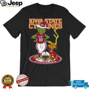 Iowa State Cyclones Grinch with Dog Tee – Custom Name NCAA Football Shirt – Personalized Holiday Gift & Game Day Fan Style