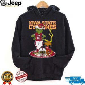 Iowa State Cyclones Grinch with Dog Tee – Custom Name NCAA Football Shirt – Personalized Holiday Gift & Game Day Fan Style