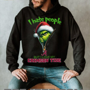 Grinch Santa Hat I Hate People But I Love My Alabama Crimson Tide Christmas Logo Shirt Clothing