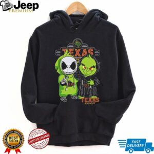 Jack Skellington and The Grinch Texas Roadhouse Funny Christmas Halloween Mashup T Shirt