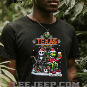 Jack Skellington and The Grinch Texas Roadhouse Funny Christmas Mashup T Shirt