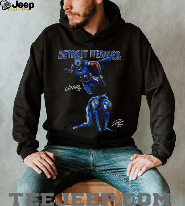 Jahmyr Gibbs And Amon Ra St Brown Detroit Lions Detroit Heroes 2025 signature shirt