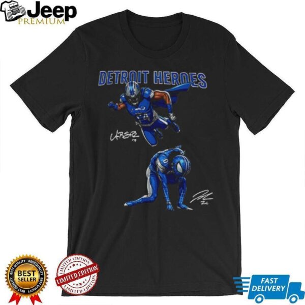 Jahmyr Gibbs And Amon Ra St Brown Detroit Lions Detroit Heroes 2025 signature shirt
