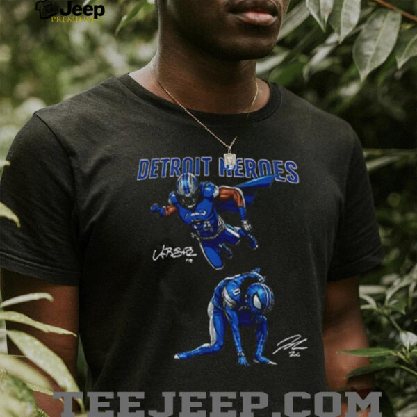 Jahmyr Gibbs And Amon Ra St Brown Detroit Lions Detroit Heroes 2025 signature shirt