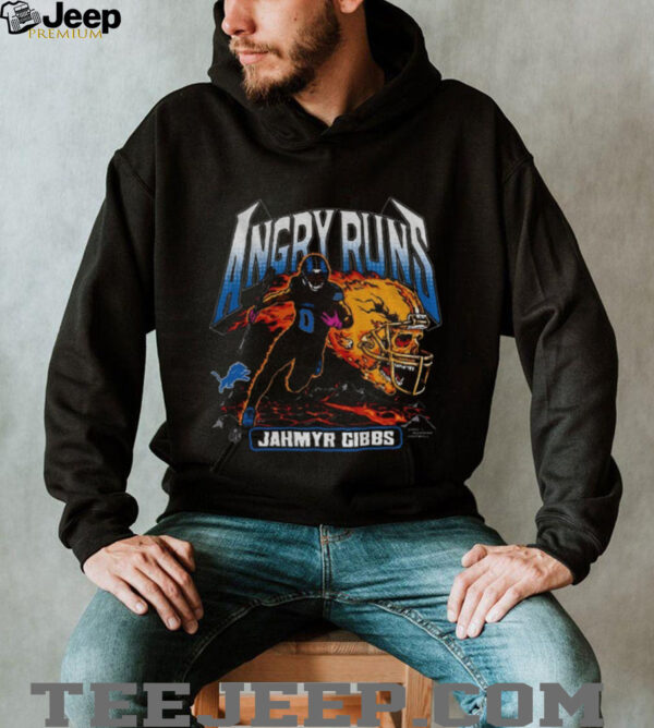 Jahmyr Gibbs Detroit Lions Angry Runs skeleton fire helmet vintage shirt