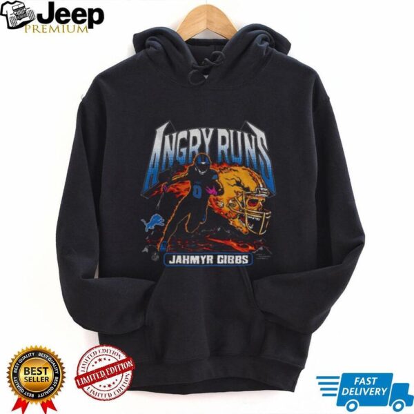 Jahmyr Gibbs Detroit Lions Angry Runs skeleton fire helmet vintage shirt