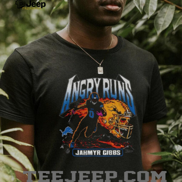 Jahmyr Gibbs Detroit Lions Angry Runs skeleton fire helmet vintage shirt