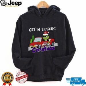 James Madison Dukes Grinch Christmas T Shirt Get In Losers We’re Stealing Christmas Holiday Tee