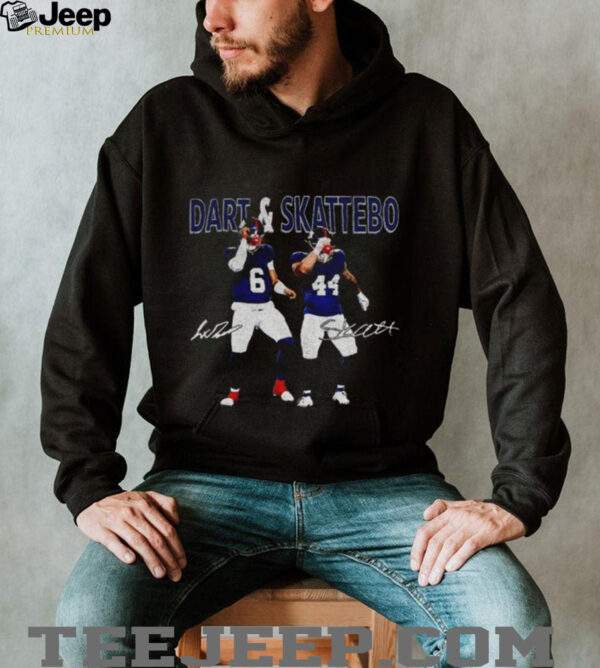 Jaxson Dart Cam Skattebo laser eyes New York Football signature retro shirt