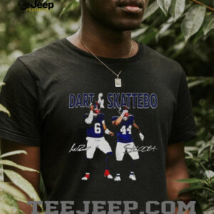 Jaxson Dart Cam Skattebo laser eyes New York Football signature retro shirt