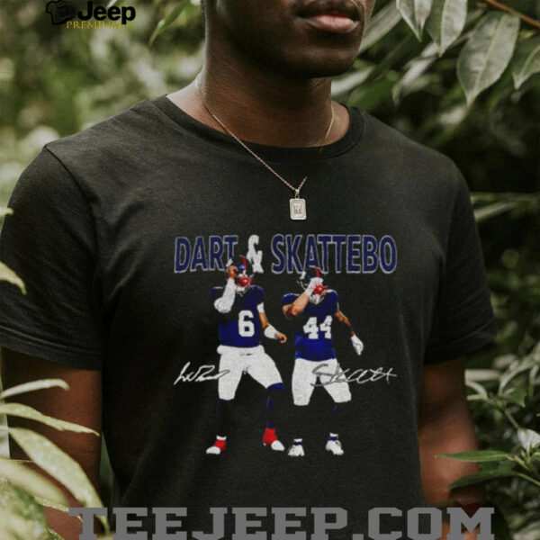 Jaxson Dart Cam Skattebo laser eyes New York Football signature retro shirt