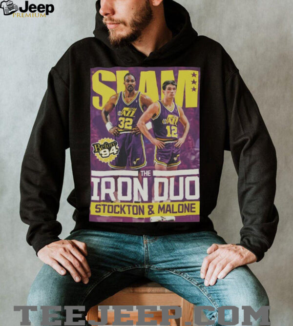John Stockton, Karl Malone Black Utah Jazz Slam Iron Duo T Shirt