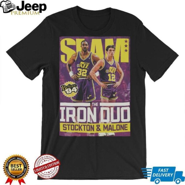John Stockton, Karl Malone Black Utah Jazz Slam Iron Duo T Shirt