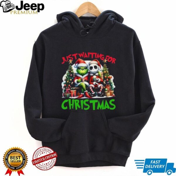 Just Waiting For Christmas Grinch Jack Skellington T shirt