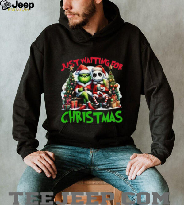 Just Waiting For Christmas Grinch Jack Skellington T shirt