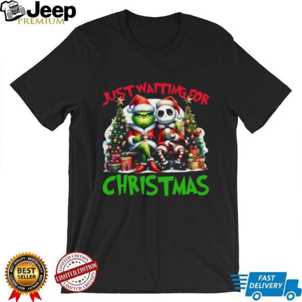 Just Waiting For Christmas Grinch Jack Skellington T shirt