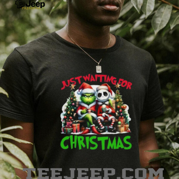 Just Waiting For Christmas Grinch Jack Skellington T shirt
