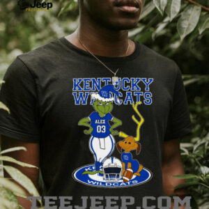 Kentucky Wildcats NCAA Football Grinch and Dog Shirt – Custom Name Fan Tee – Personalized Holiday Gift & Christmas Outfit Idea