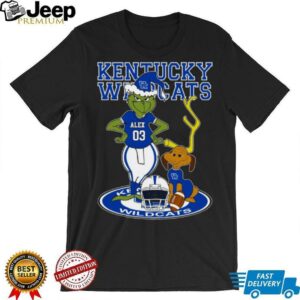 Kentucky Wildcats NCAA Football Grinch and Dog Shirt – Custom Name Fan Tee – Personalized Holiday Gift & Christmas Outfit Idea