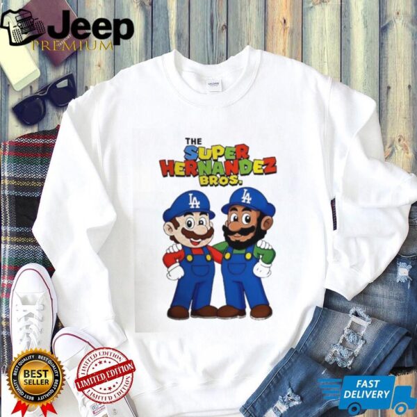 Kike Hernandez and Teoscar Hernandez Dodgers Super Mario Hernandez Bros cartoon shirt