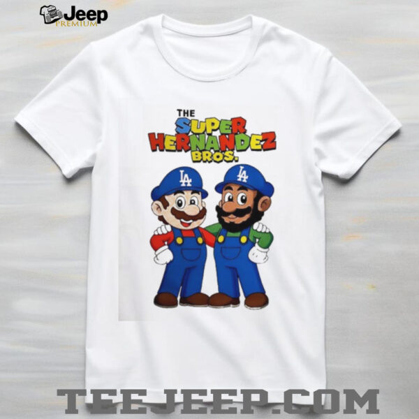Kike Hernandez and Teoscar Hernandez Dodgers Super Mario Hernandez Bros cartoon shirt