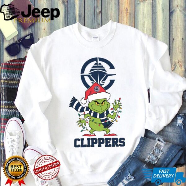 LA Clippers Christmas Grinch Santa Hat Holiday 2025 TShirt