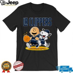 LA Clippers X Charlie Brown And Snoopy Playing Basketball Shirt