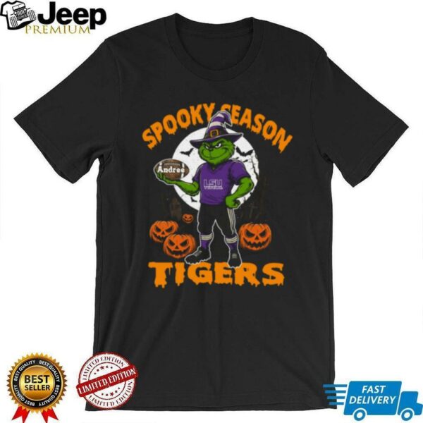 LSU Tigers Spooky Season Tee – Personalized Halloween Shirt – Custom Name NCAA Football Grinch Fan Gear’
