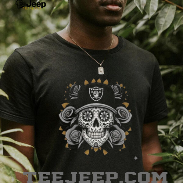 Las Vesgas Raiders Skull Cap & Roses T Shirt