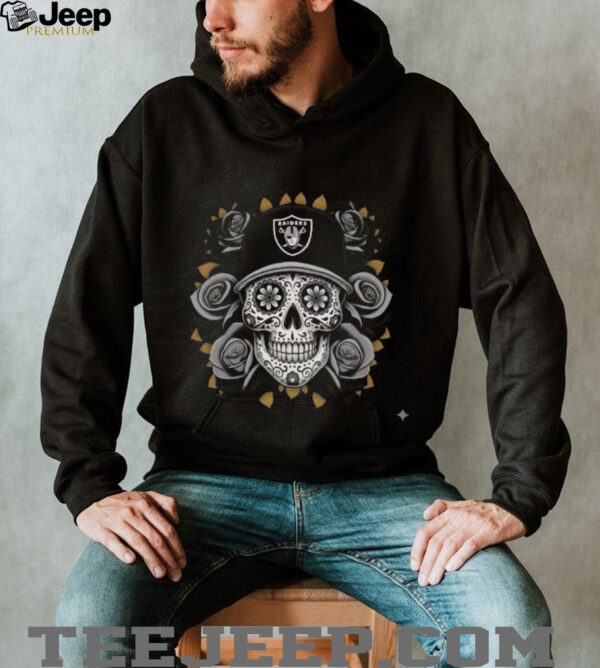 Las Vesgas Raiders Skull Cap & Roses T Shirt