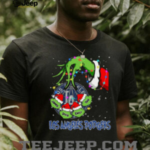 Los Angeles Dodgers Grinch Christmas Lights T Shirt – Personalized MLB Fan Tee with Custom Baseball Gift