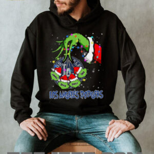 Los Angeles Dodgers Grinch Christmas Lights T Shirt – Personalized MLB Fan Tee with Custom Baseball Gift