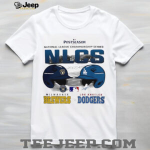 Los Angeles Dodgers vs Milwaukee Brewers MLB 2025 National League Championship Series helmet shirt
