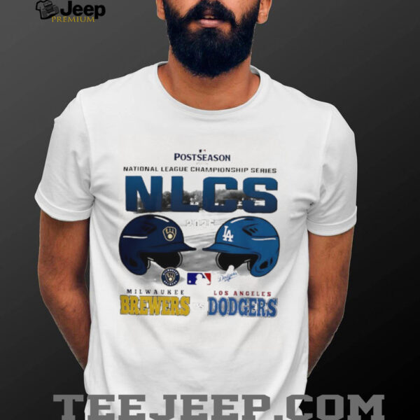 Los Angeles Dodgers vs Milwaukee Brewers MLB 2025 National League Championship Series helmet shirt