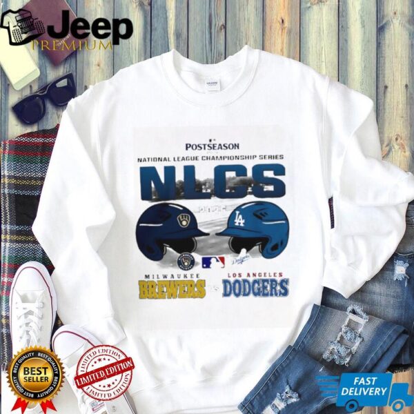 Los Angeles Dodgers vs Milwaukee Brewers MLB 2025 National League Championship Series helmet shirt