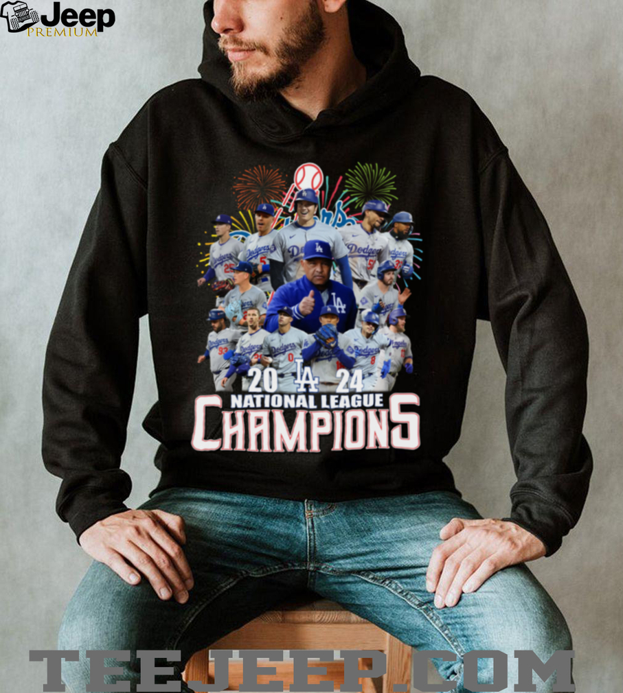 MLB Los Angeles Dodgers 2024 National League Champions Fan Celebrating T Shirt MLB Los Angeles Dodgers 2024 National League Champions Fan Celebrating T Shirt