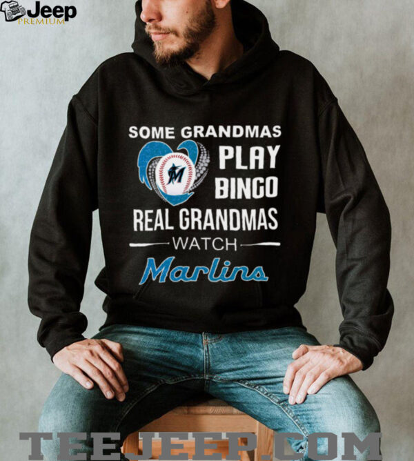 Marlins Grandma Some Play Bingo Real Watch Baseball Shirt