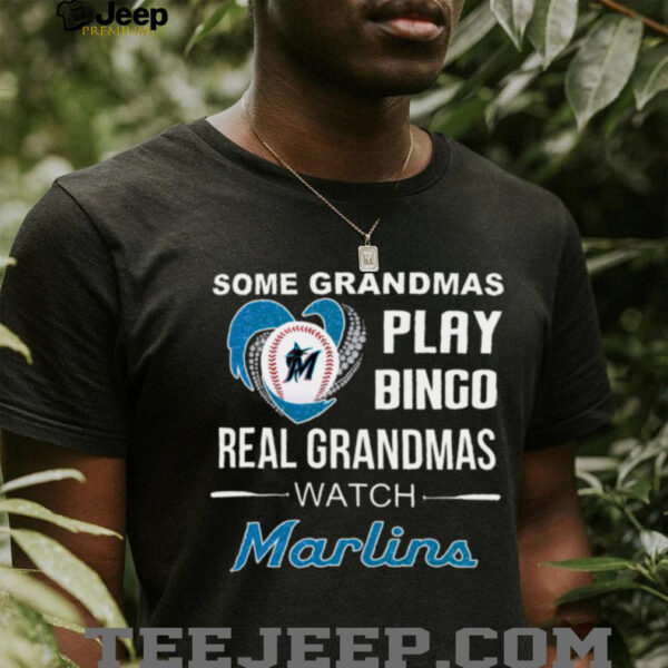 Marlins Grandma Some Play Bingo Real Watch Baseball Shirt