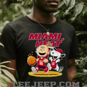 Miami Heat X Charlie Brown And Snoopy Playing Basketball Shirt