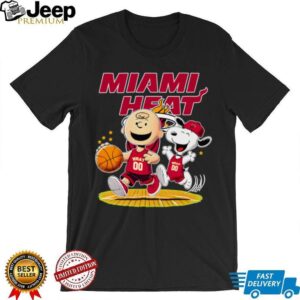 Miami Heat X Charlie Brown And Snoopy Playing Basketball Shirt