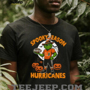Miami Hurricanes Spooky Season Shirt – NCAA Football Grinch Tee – Custom Name Personalized College Halloween Gift