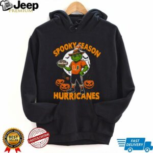 Miami Hurricanes Spooky Season Shirt – NCAA Football Grinch Tee – Custom Name Personalized College Halloween Gift